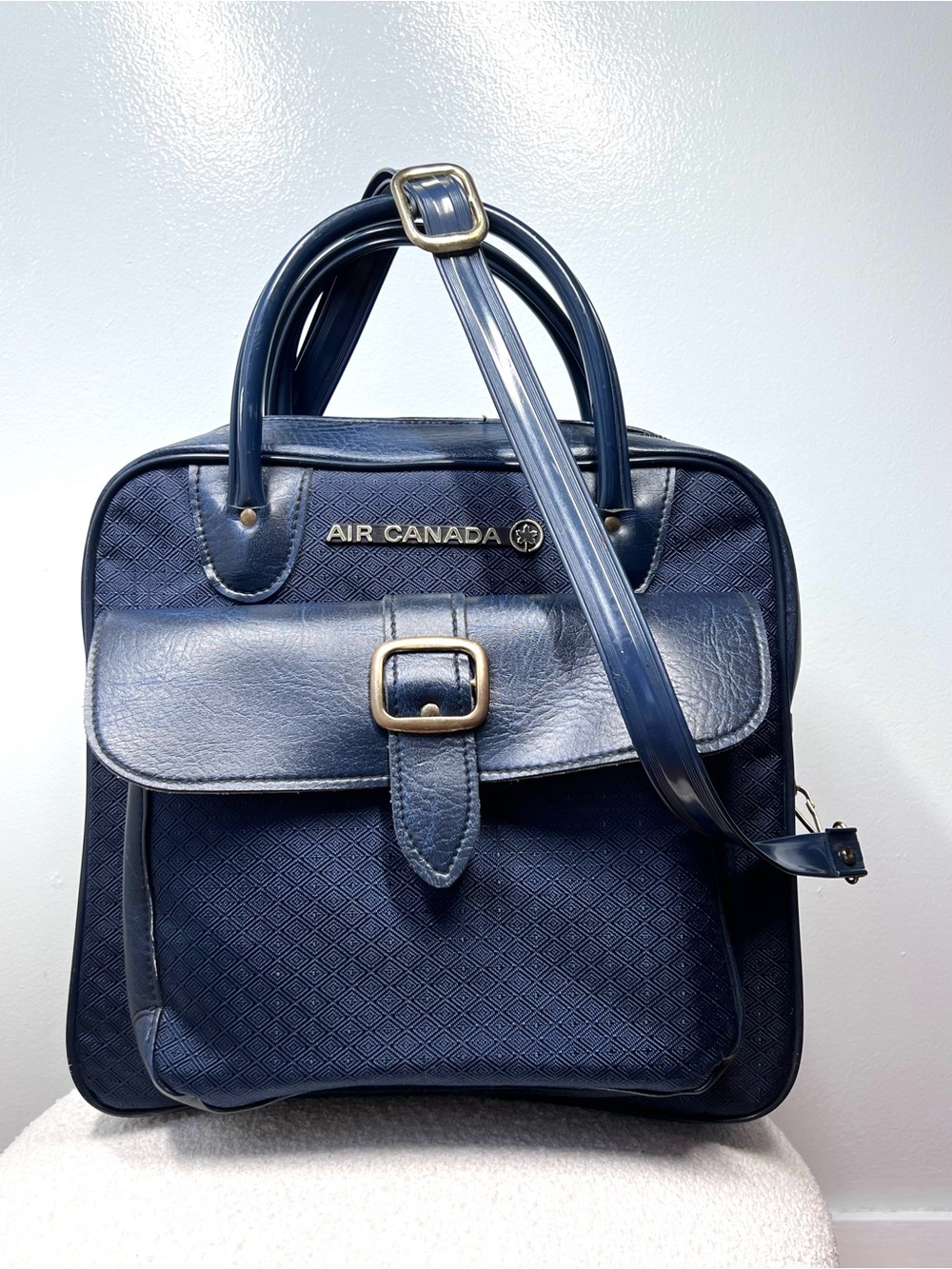 Mid-Century 1970s Air Canada Flight Bag w/ Shoulder Strap